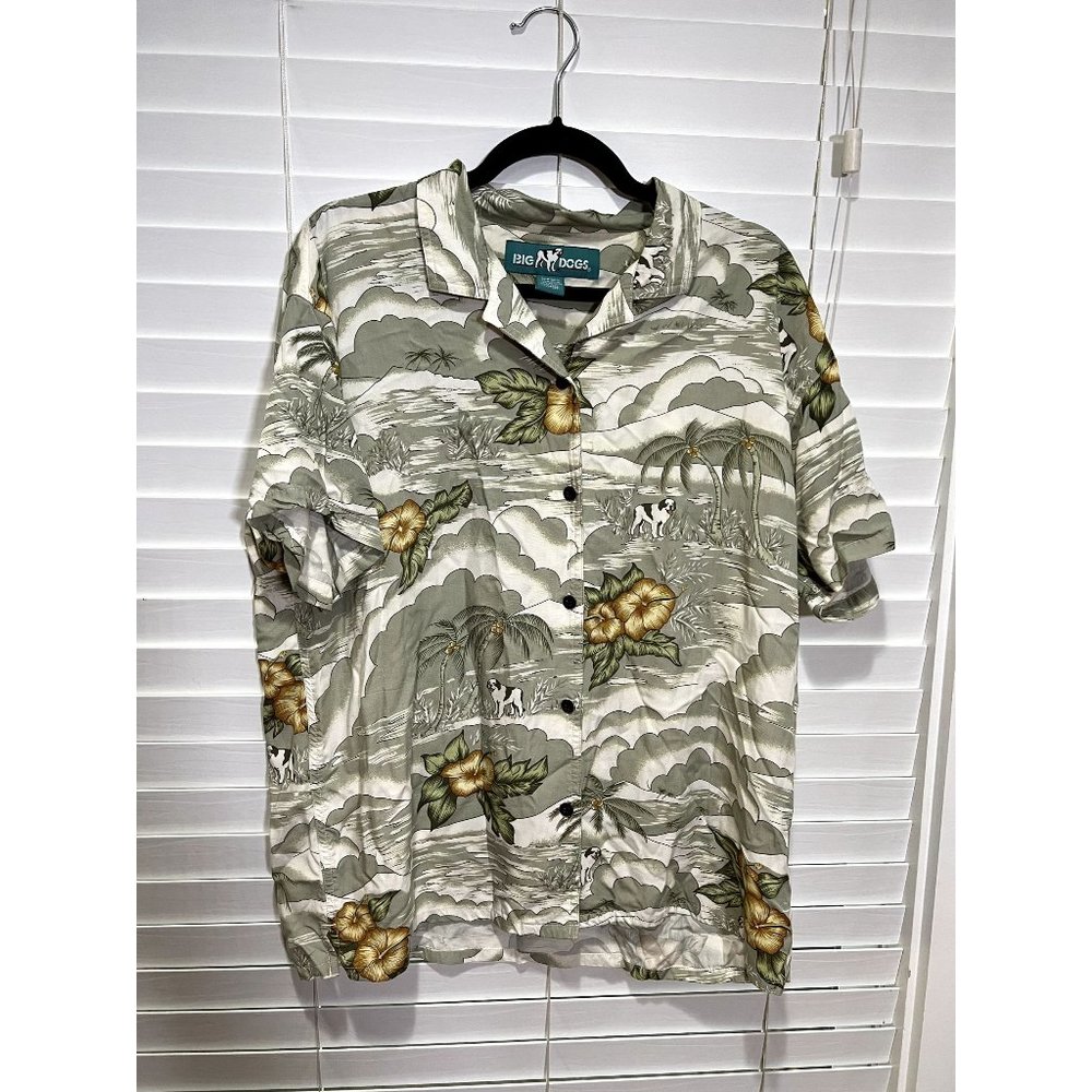 Vintage Big Dog Short Sleeve Button Up Shirt -‎ Size XL